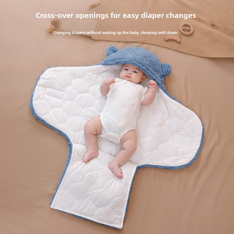 Autumn Winter Thickened Baby Swaddle Sleeping Bag with Anti-Startling Feature