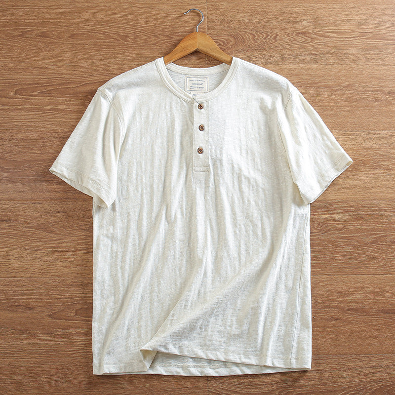 Mens Bamboo Linen Blend Short Sleeve T-Shirt