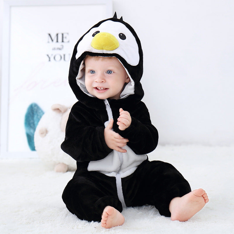 Animal Print Flannel Baby Jumpsuit