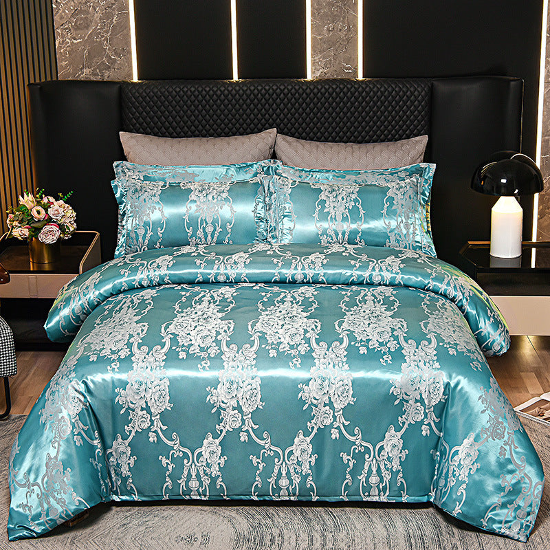 European Style Satin Silk Jacquard Bedding Set