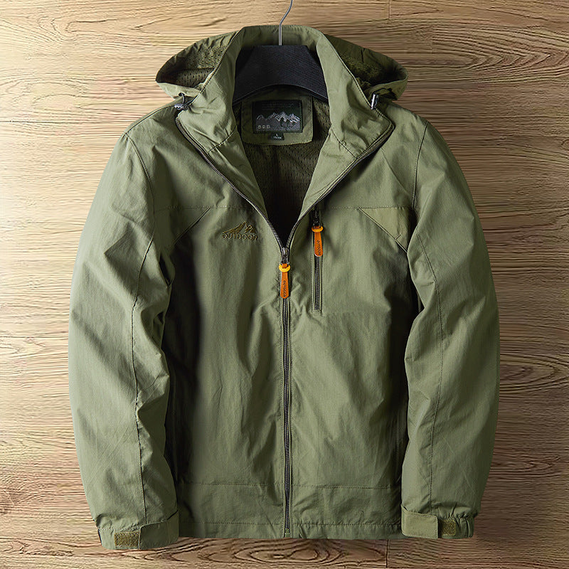 Men Windproof Waterproof Outdoor Jacket Detachable Hood