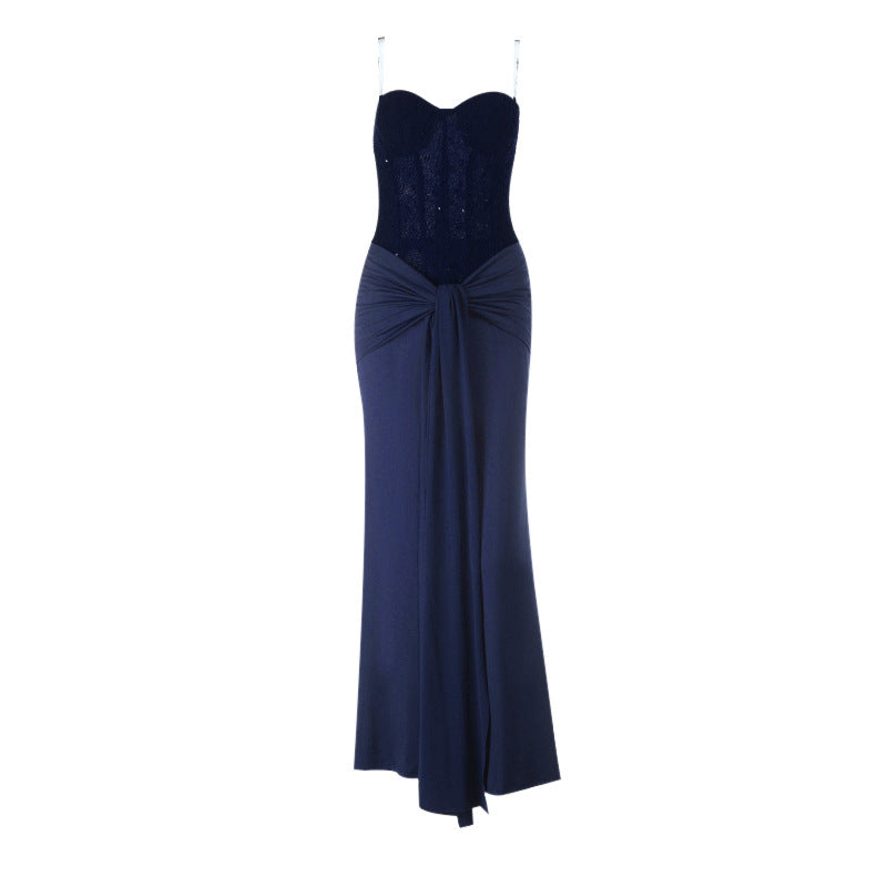 Elegant Ribbon Tube Top Evening Dress