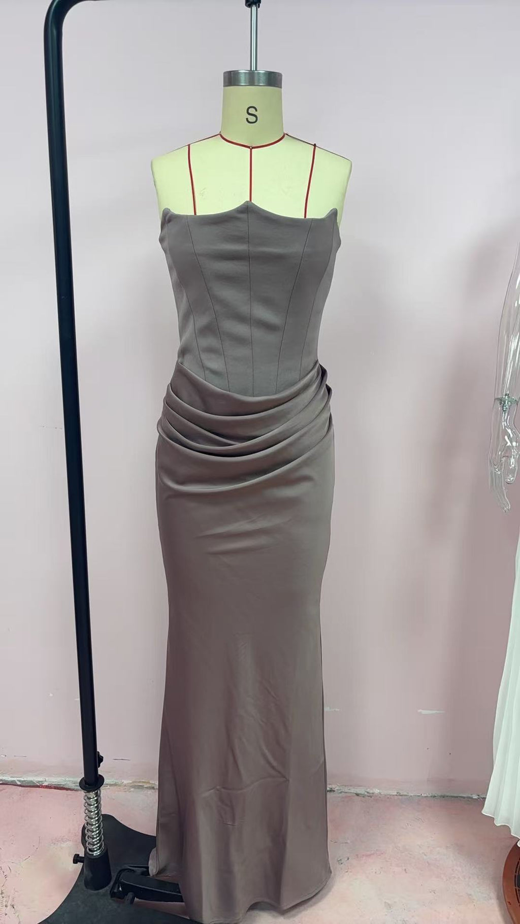 One Shoulder Pleated Bodysuit Dress