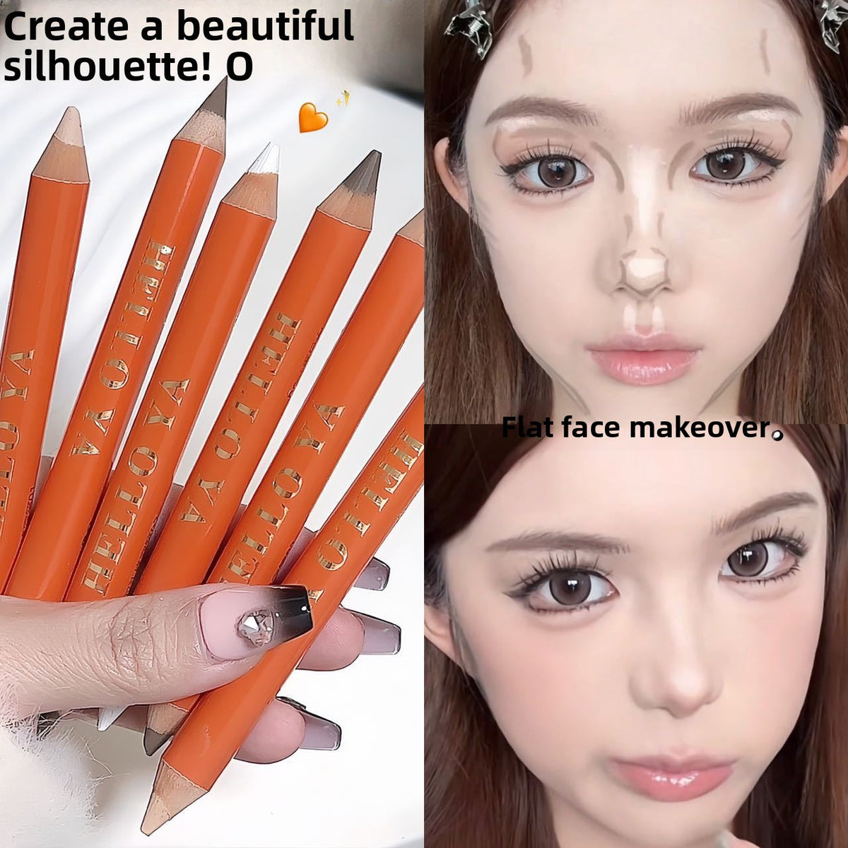 Double-ended matte contouring brush for the face