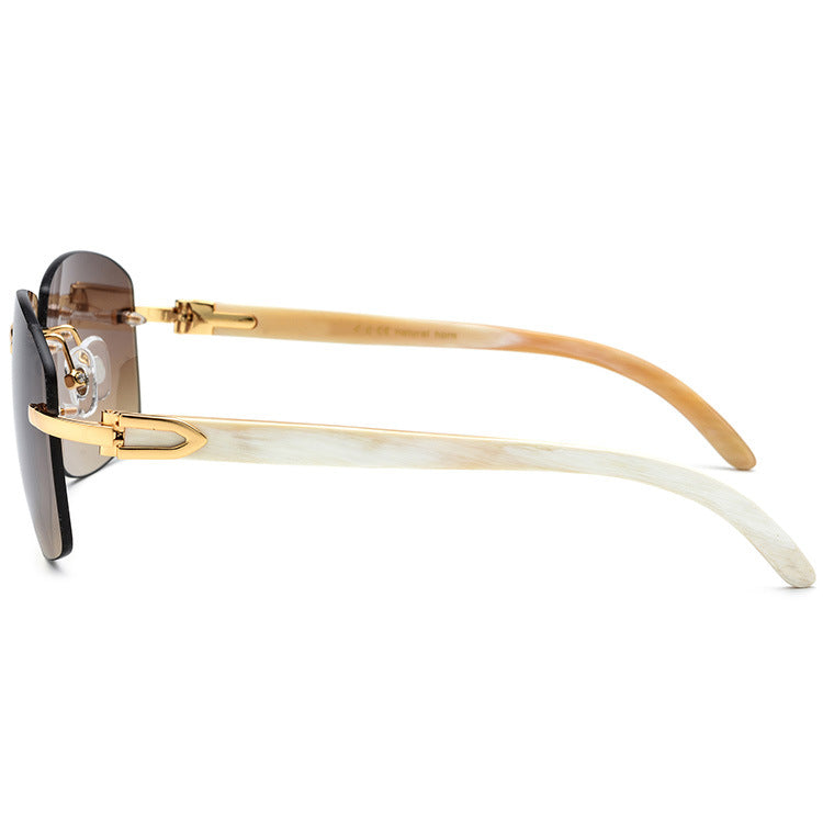 Black Horn Metal Frame Sunglasses