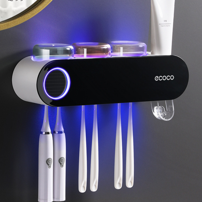 Smart UV Toothbrush Sterilizer Holder with Toothpaste Dispenser