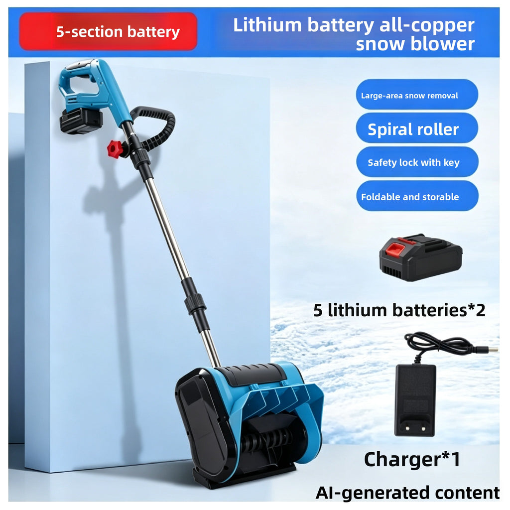 Household portable road-clearing push-type snow blower