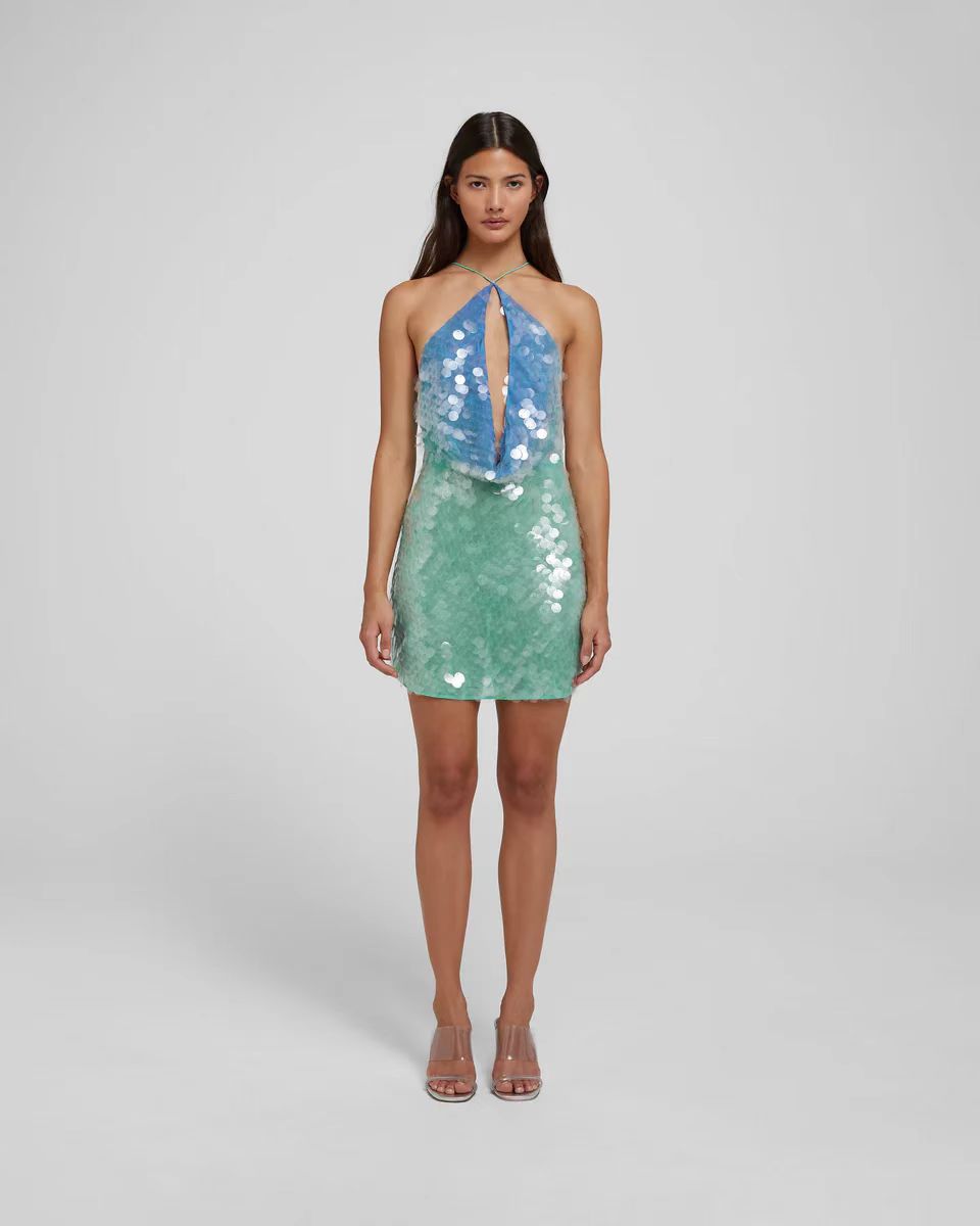 Elegant Sequined Halter Neck Dress