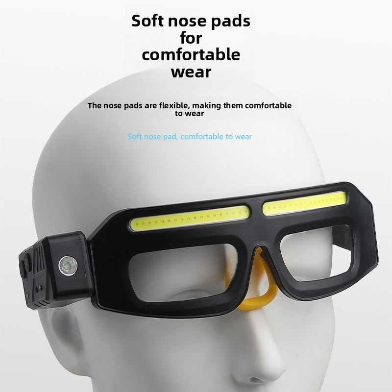 Rechargeable Glasses Mounted Headlamp Strong Light COB Night Fishing Cycling Outdoor Hands-Free Windproof Lantern