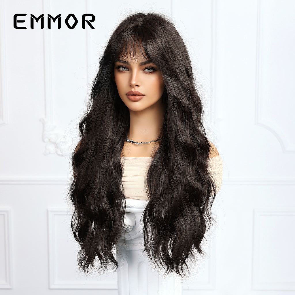 Long Curly Hair Wig with Bangs