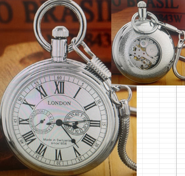 Engraved Mechanical Pocket Watch with Alloy Chain