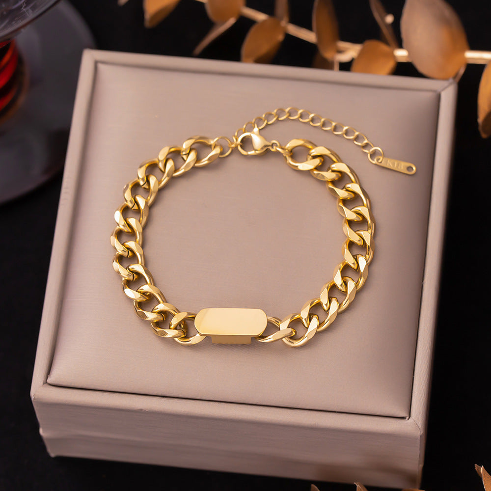 Women's Titanium Steel Inlaid Charm Bracelet Versatile Fashion Jewelry