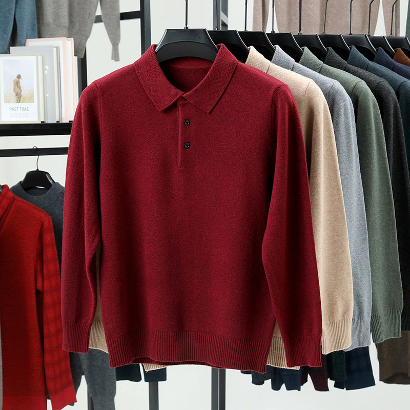 Mens Wool Blend Knitted Polo Shirt