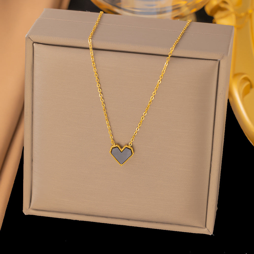 Titanium Steel Heart-Shaped Necklace for Women Fashion Heart Pendant Necklace