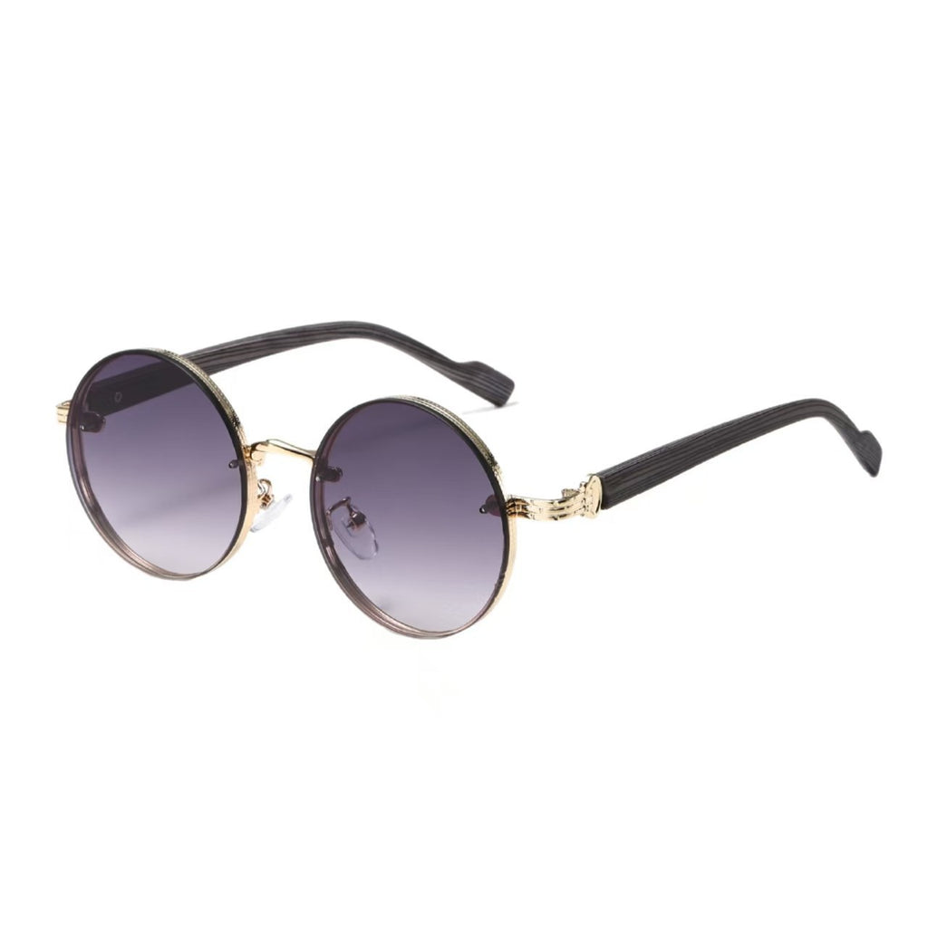 Retro Round Punk-Style Metal Sunglasses