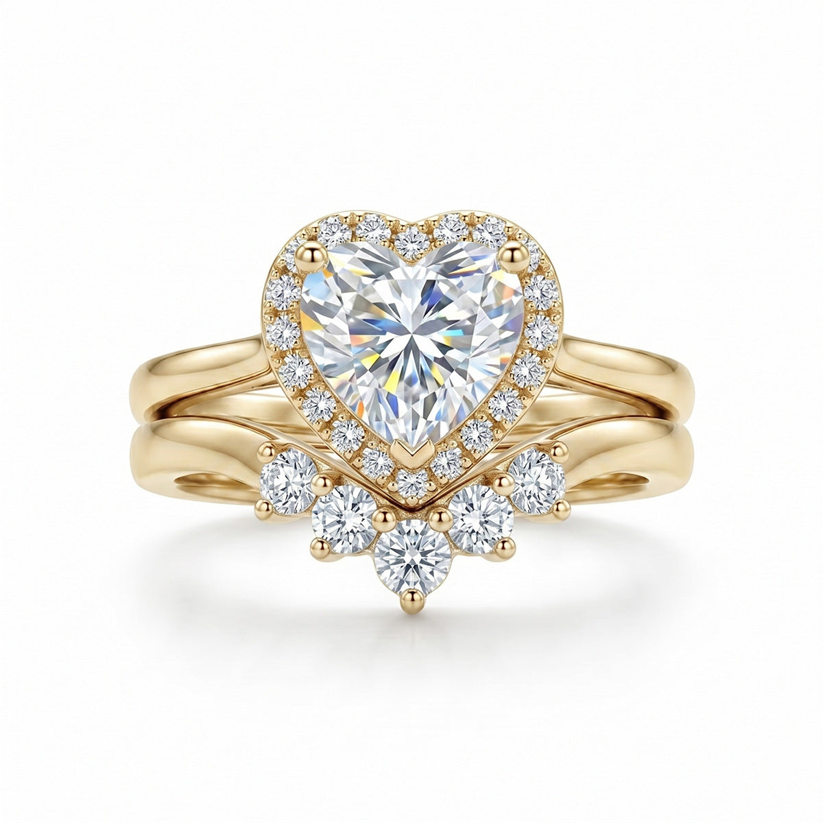Women's heart-shaped zirconium ring