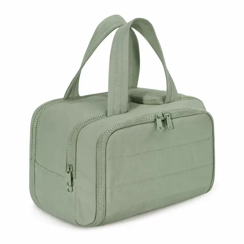 Partitioned Makeup Storage Bag with Wide Opening