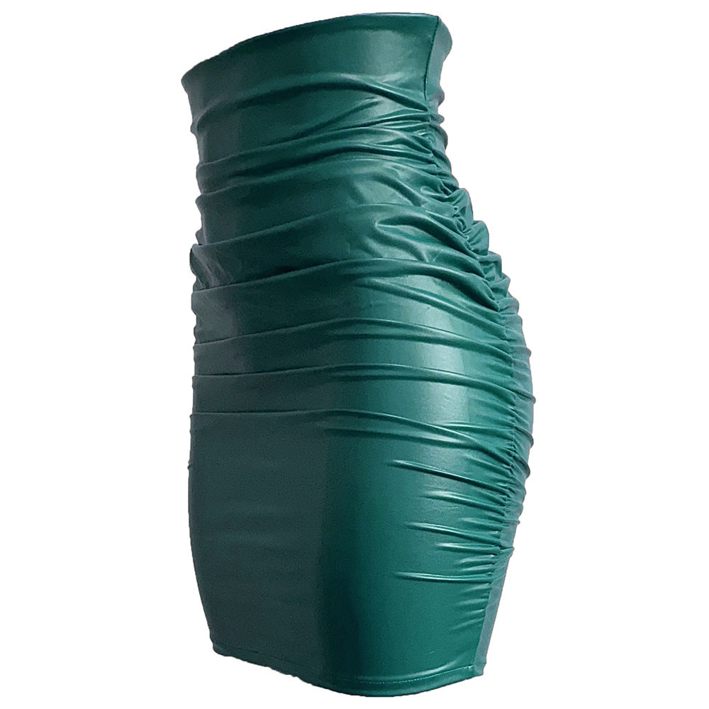 Womens PU Leather Bodycon Skirt