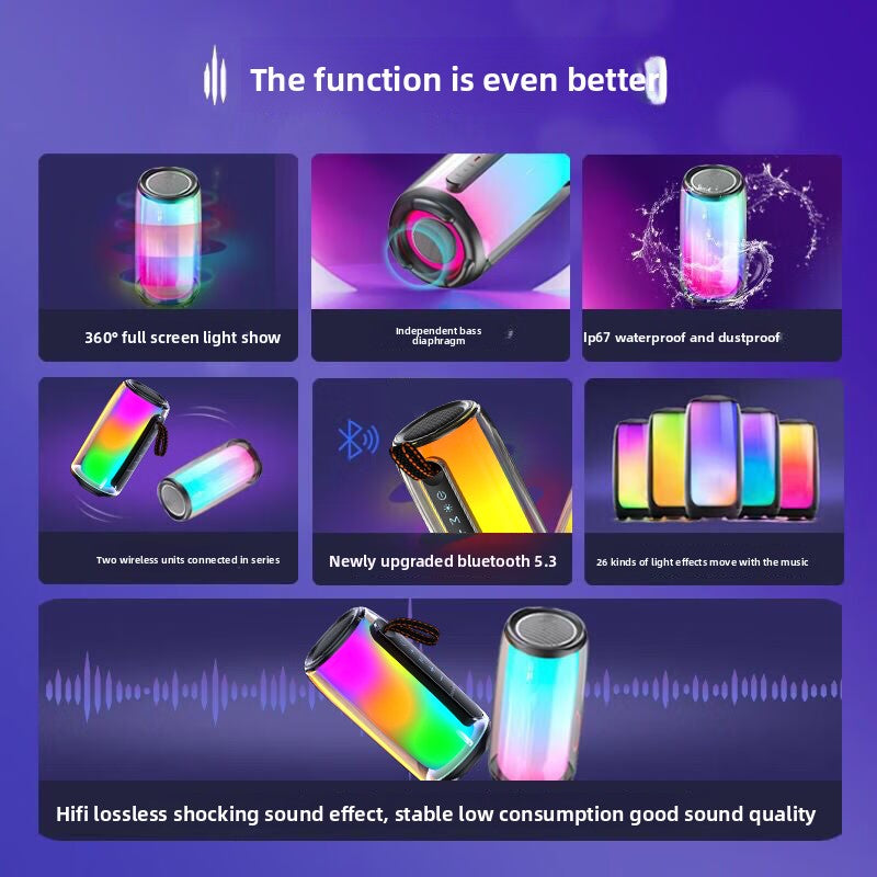 Voice of Berlin Bluetooth Speaker, Colorful Wireless Speaker, High Volume Subwoofer, Portable High-Quality Computer Speaker