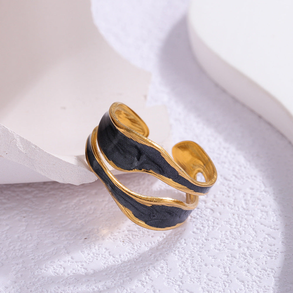 Adjustable Gold Plated Stainless Steel Ring