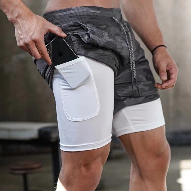 Men's Double Gym Shorts Jogging Quick-Dry