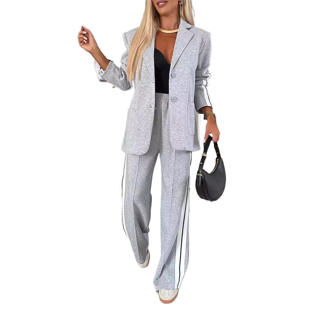 High-waisted long pants two-piece set for women