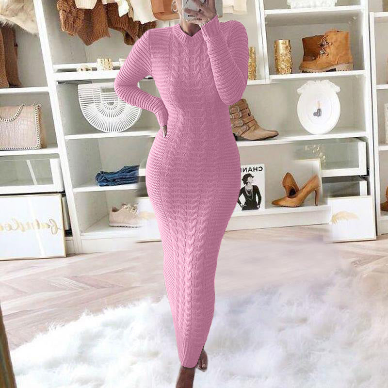 Twisted Long Sleeve Knit Dress