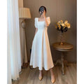Women's Square Neck A-Line Short Sleeve Dress