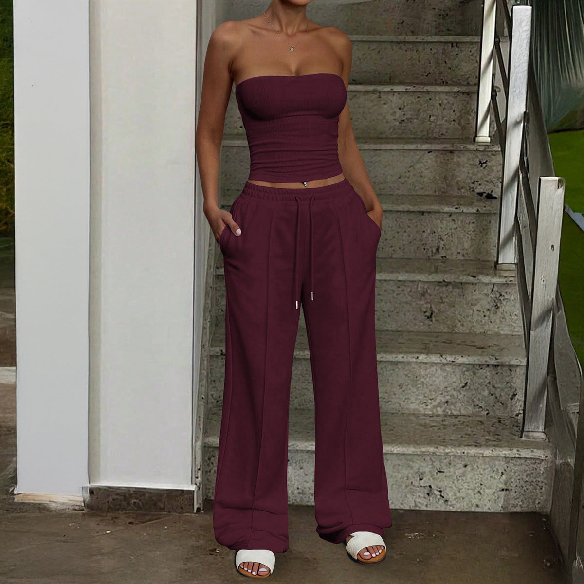 Women's Sleeveless Vest and Long Pants Set
