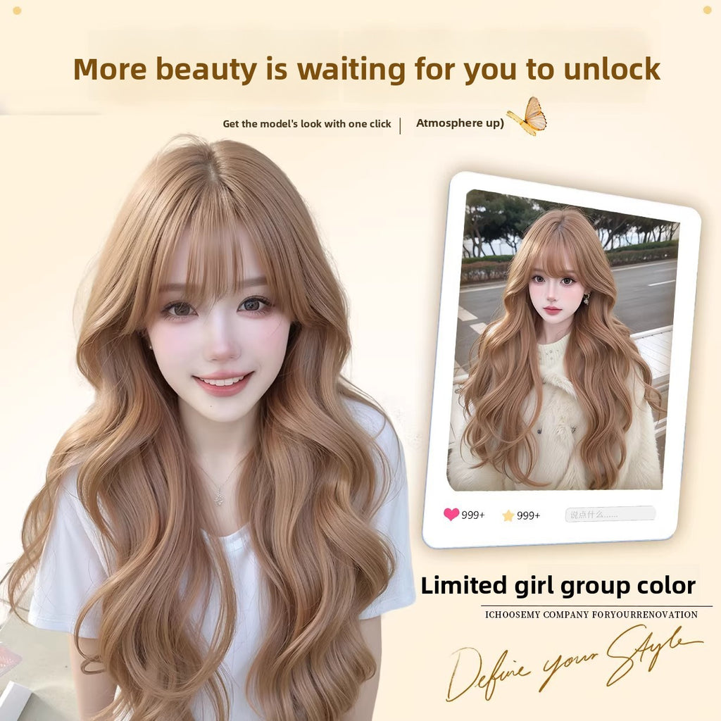 Long Wavy Synthetic Hair Wig with Bangs