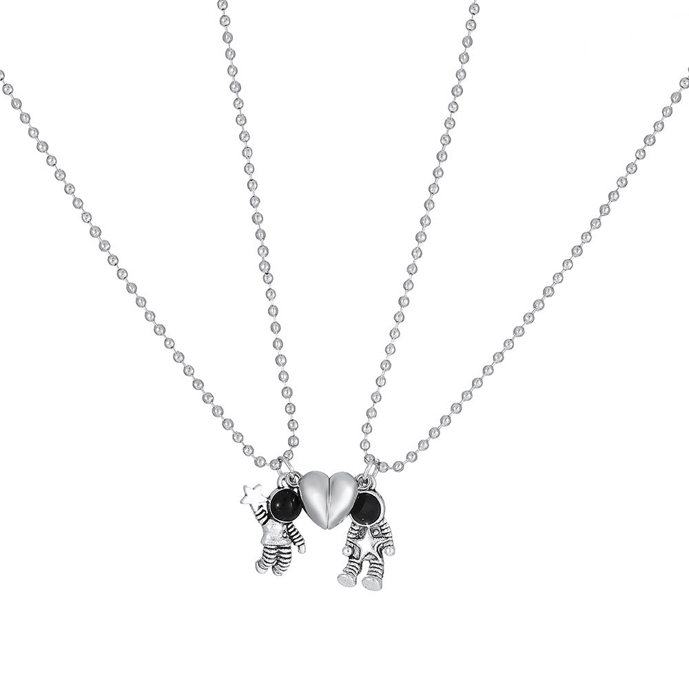 Spaceman Magnetic Couple Necklace Astronaut Clavicle Chain Luminous Jewelry