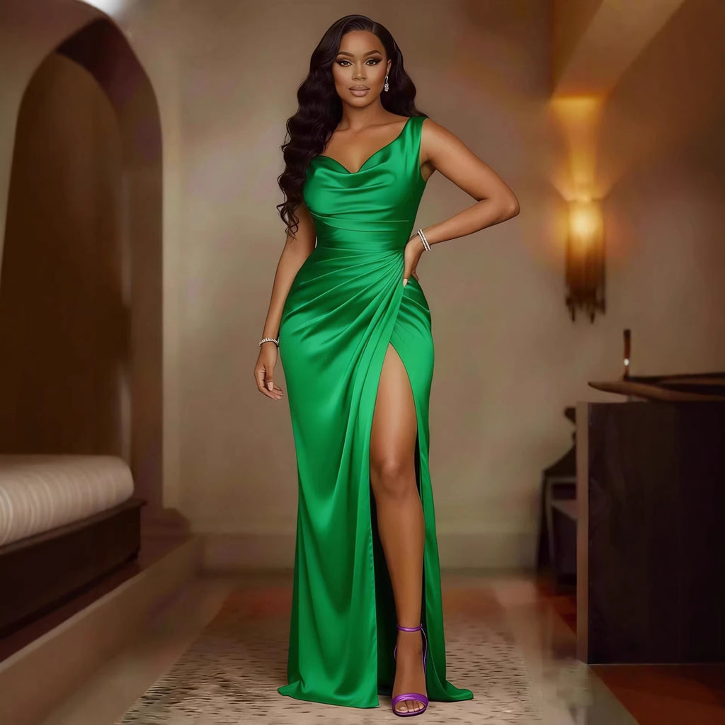 Sleeveless Dress with Slit at the Hem