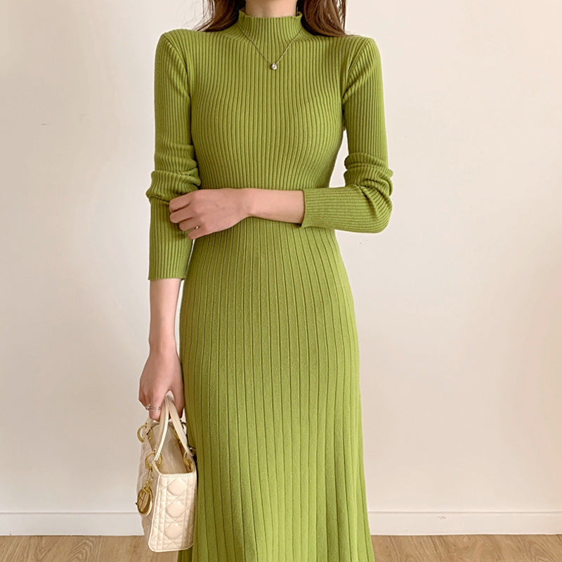 Womens Half Turtleneck Knitted Dress