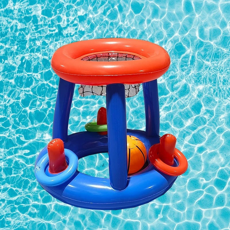Thickened PVC Inflatable Basketball Stand and Ring Toss Game Set