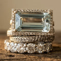 Women's Copper Zirconite Geometric Three-Piece Ring Set Luxury Electroplated Fashion Jewelry