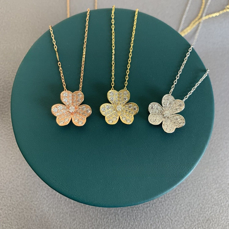 Rose Gold Diamond Clover Necklace