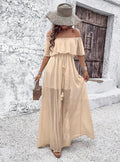 Sexy Off-Shoulder Fashion Solid Color Short-Sleeve Dress