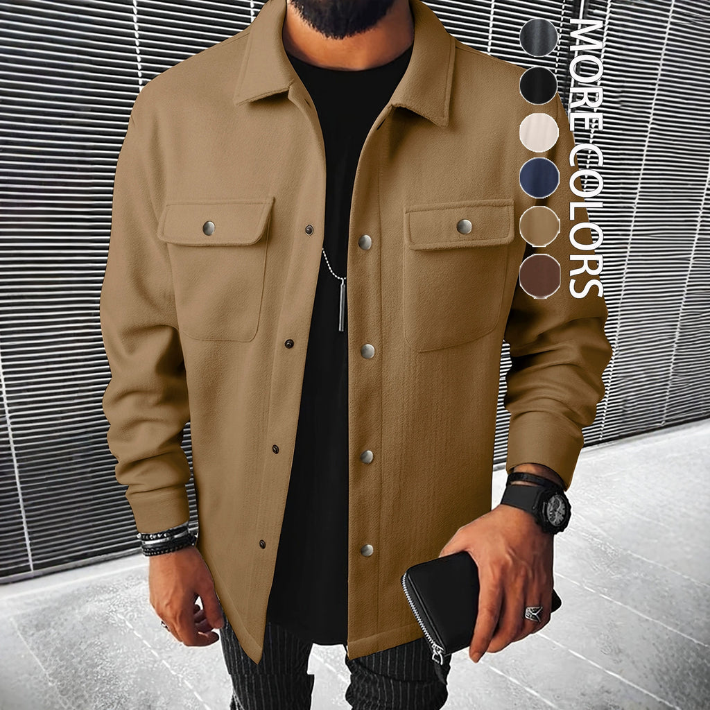 Men's Brushed Polyester Lapel Windproof Casual Jacket