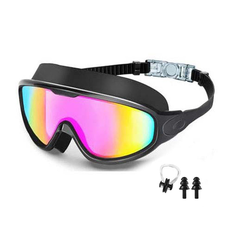 Large Frame Anti-Fog Swimming Goggles with Earplugs