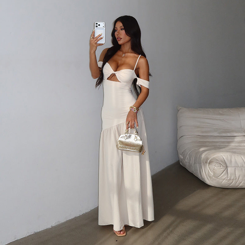 One-Shoulder Patchwork Hollow Out Dress