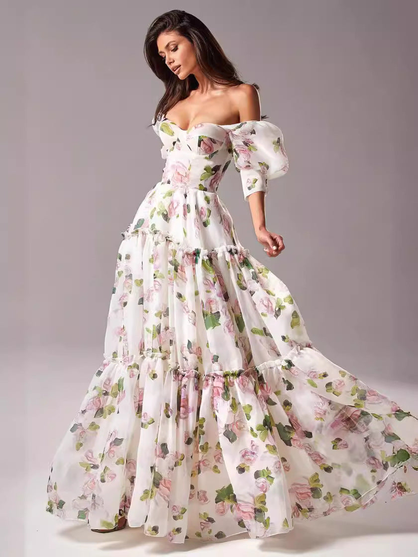Elegant Off-Shoulder Organza Evening Dress