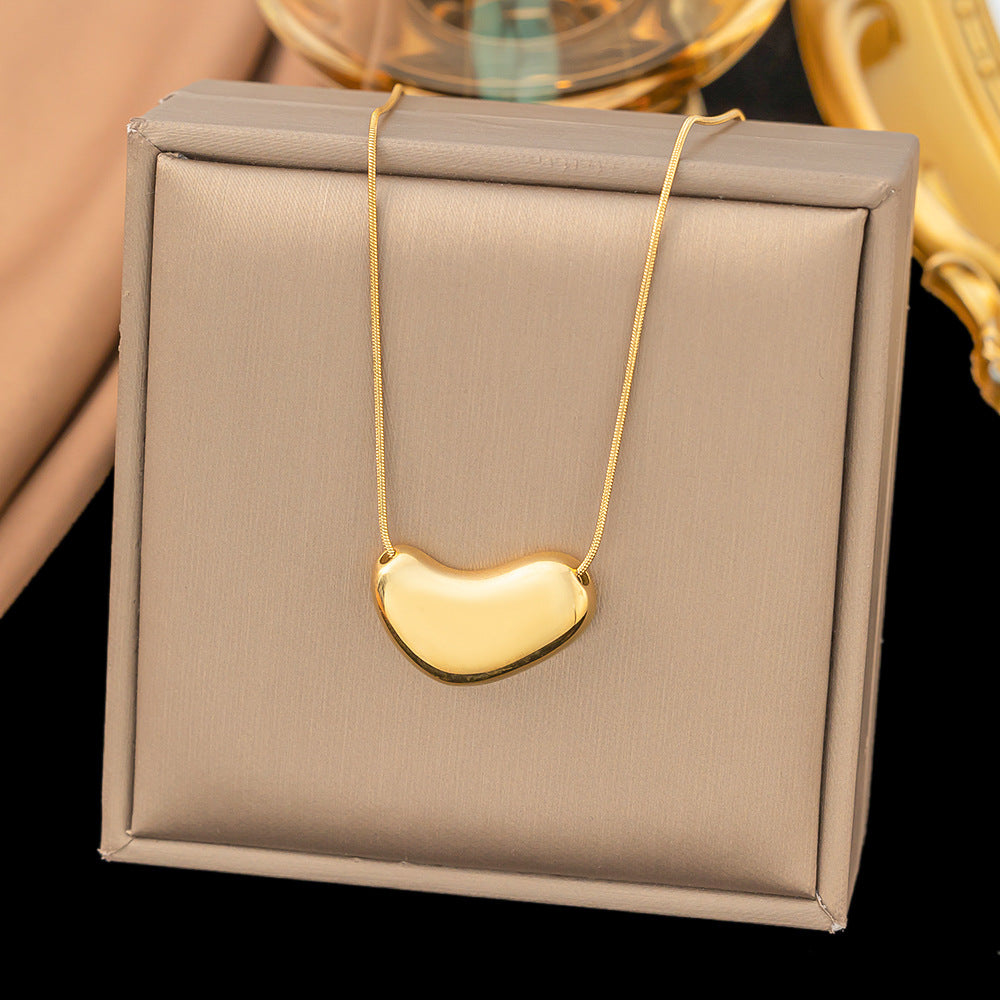 Titanium Steel Heart-Shaped Necklace for Women Fashion Heart Pendant Necklace