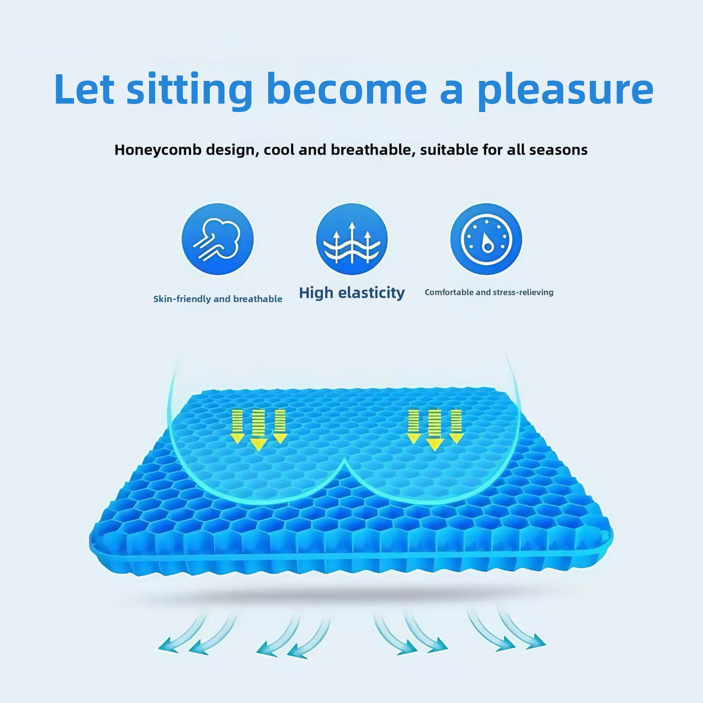 Enhanced Cooling Gel Seat Cushion with Honeycomb Design