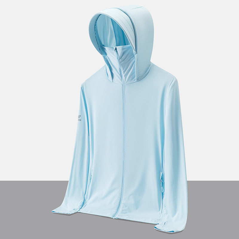 UPF50+ Ice Silk Cooling UV Protection Hooded Jacket Couple Matching Outdoor Sport Coat