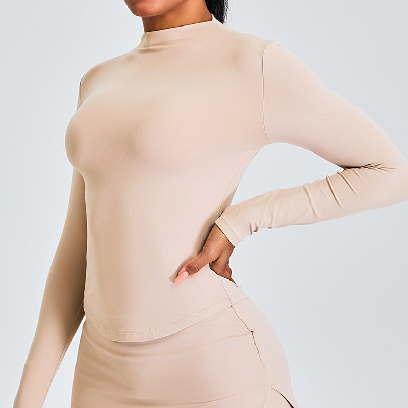 Womens High Neck Long Sleeve Fitness Top