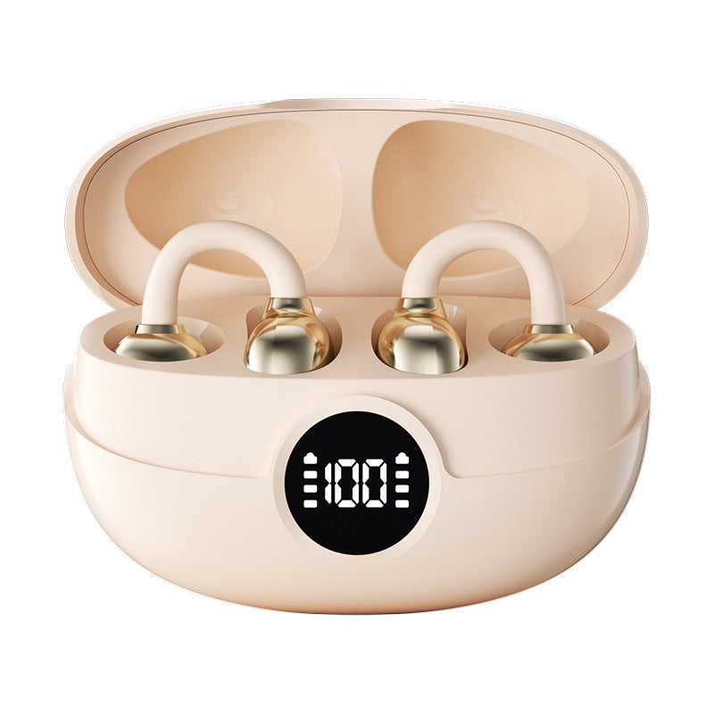 Clip-On Bone Conduction Bluetooth Earphones with Digital Display