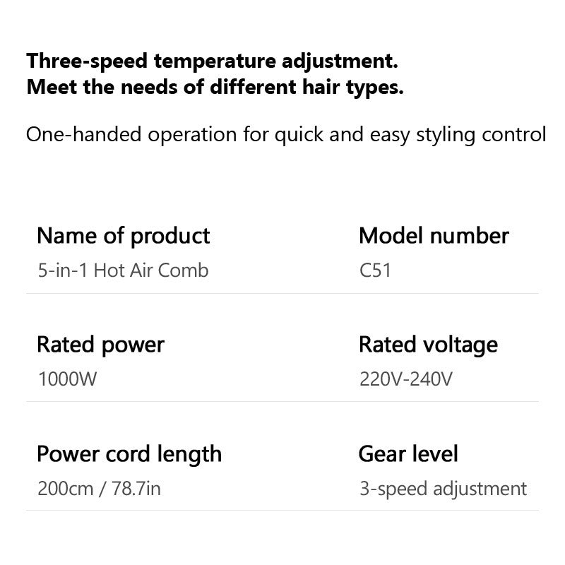 Hair Styling Comb Dryer Straightener Curler