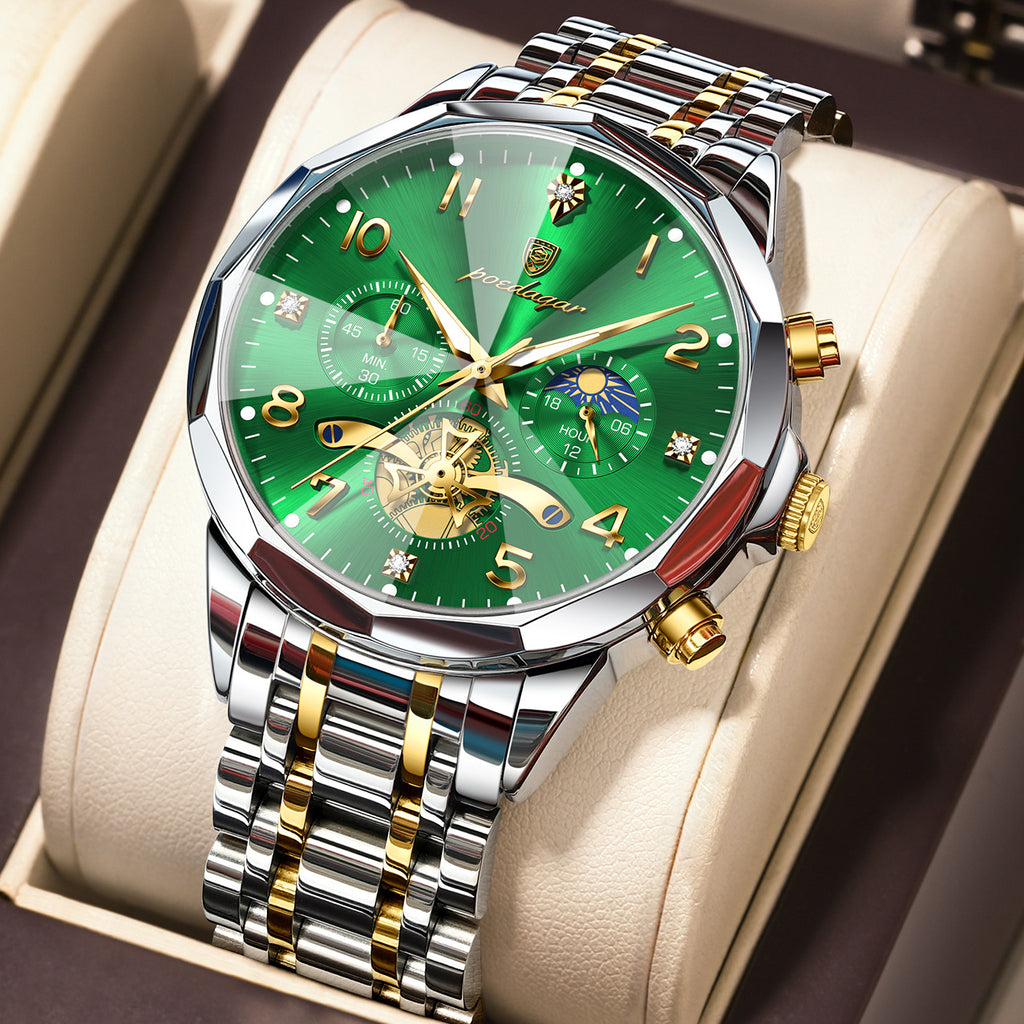 Multifunctional men's waterproof luminous chronograph business casual wristwatch