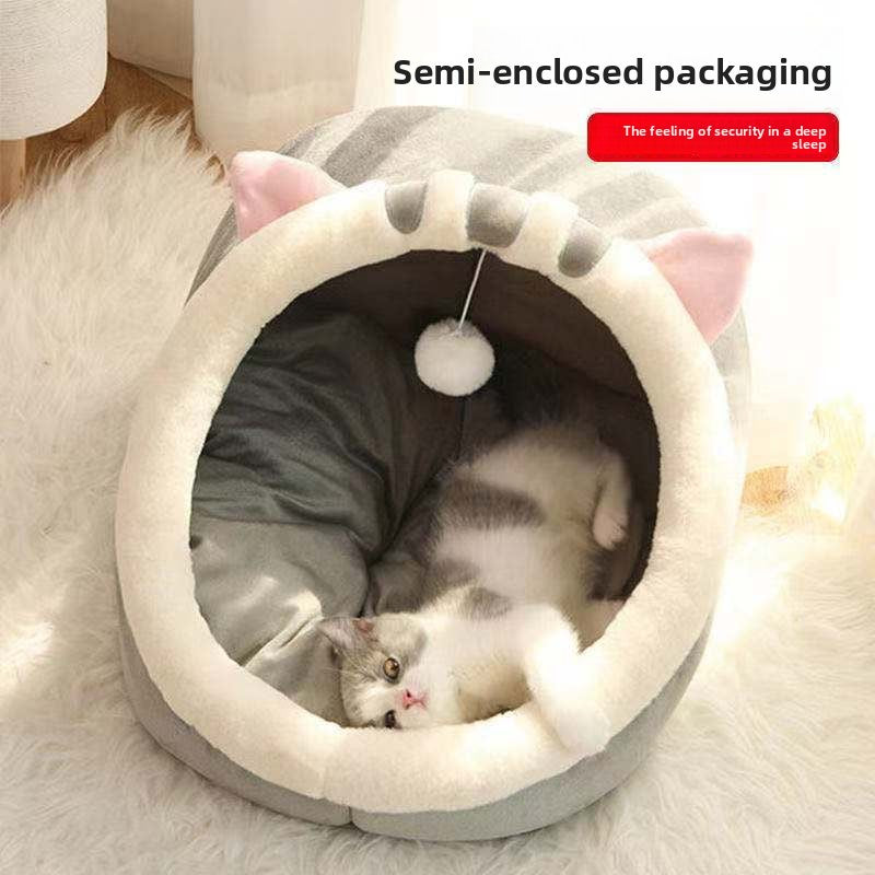 Soft Pet Bed Semi-Enclosed Design