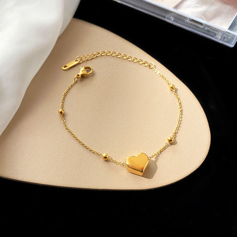 Minimalist Heart Titanium Steel Necklace 18K Gold Plated Clavicle Chain
